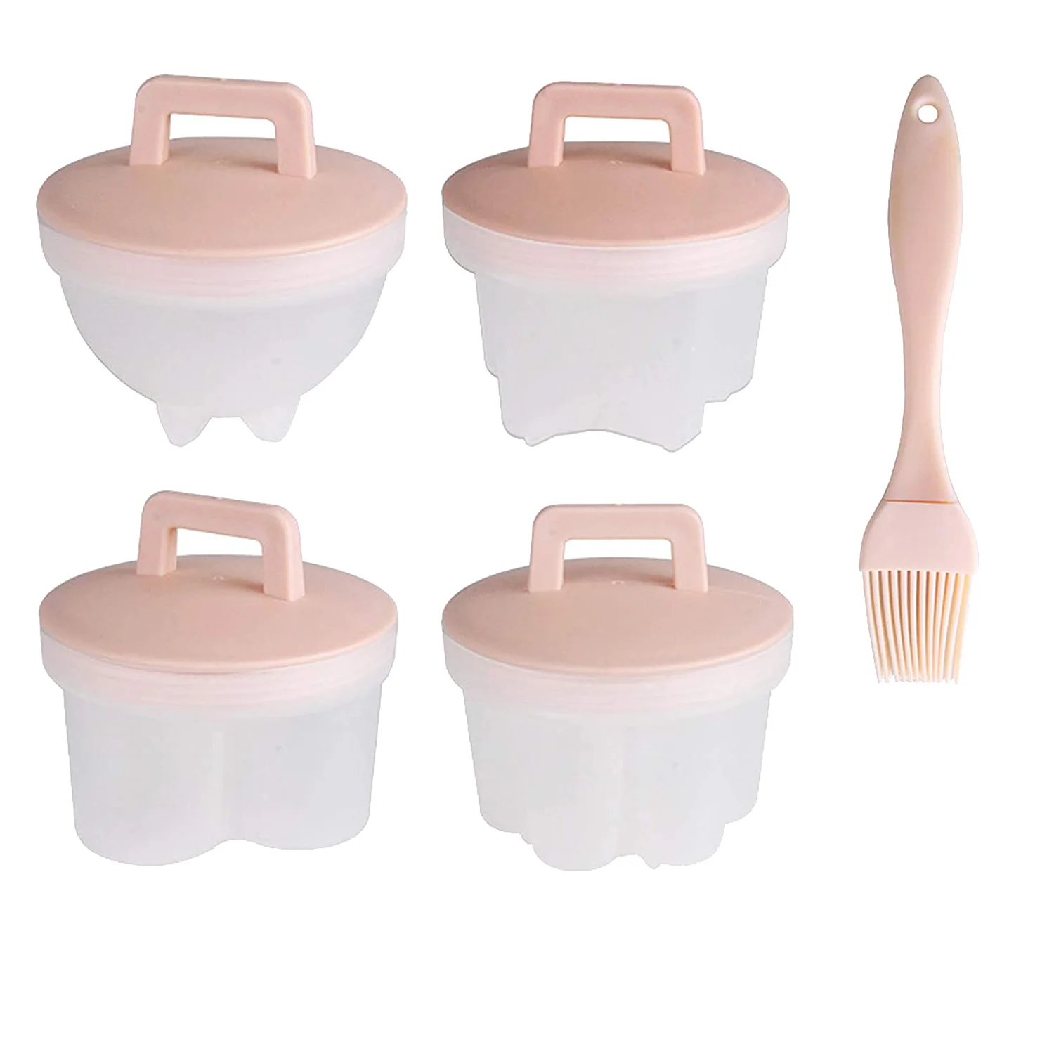 

Steamed Egg Tool,4 Breakfast Cooking Tools Egg Poacher Egg Boiler Steamed Egg Cooker with Lid Microwave Egg Cooker,Pink