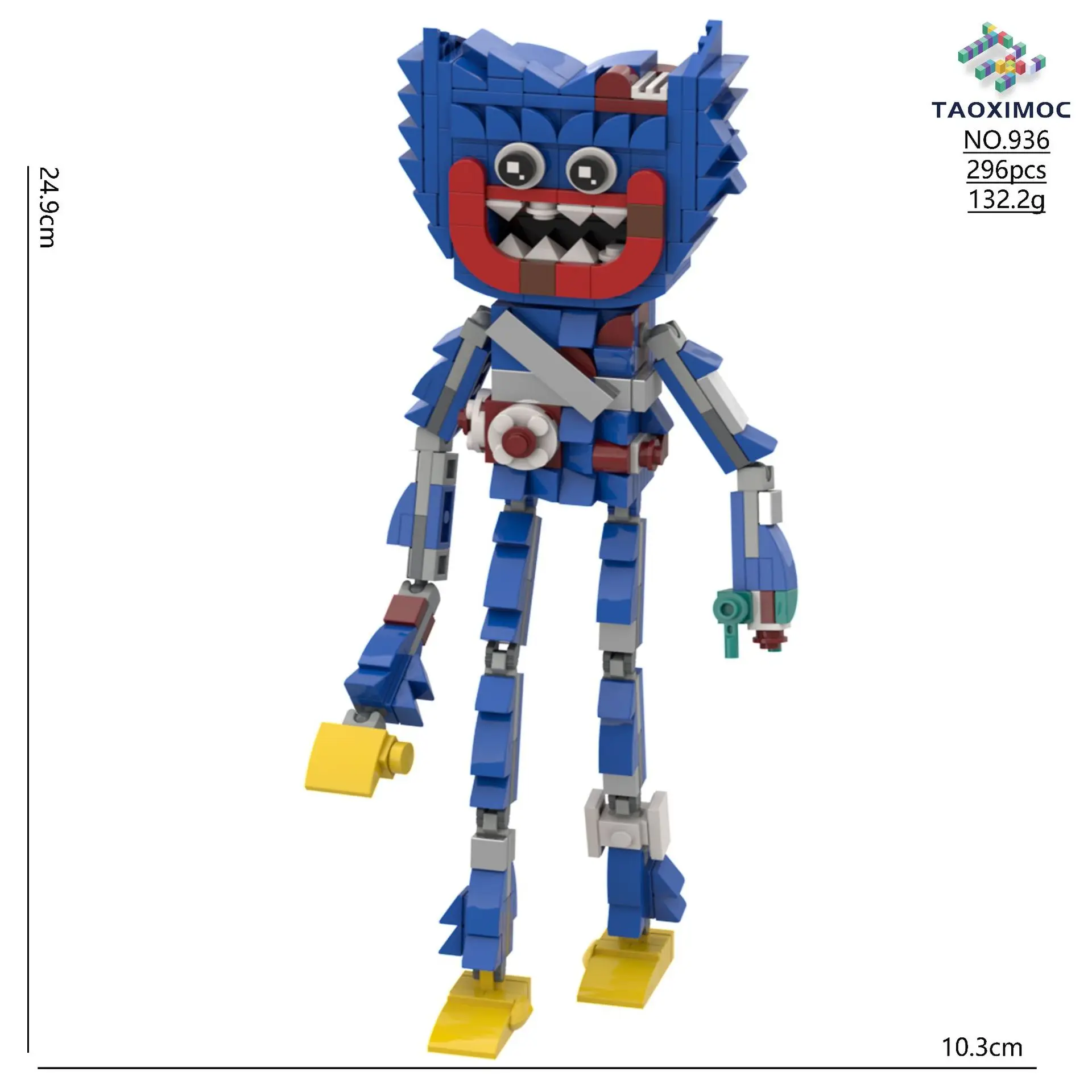 Poppy Playtime New Cross border Product Big Blue Cat 1006 Experiment Building Block Plush Toy Figure Ornament view 2