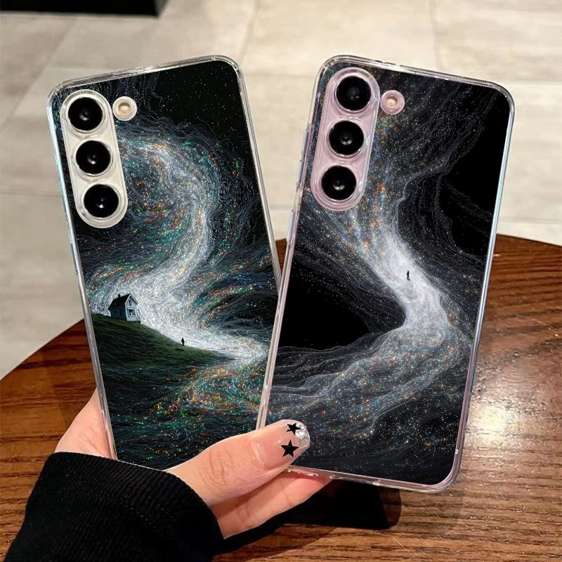 Soft TPU for Samsung Galaxy A12 A15 A17 A21S A22 A23 A25 A31 A32 A33 A35 A41 A51 A53 Transparent Phone Case Shining Painting Art