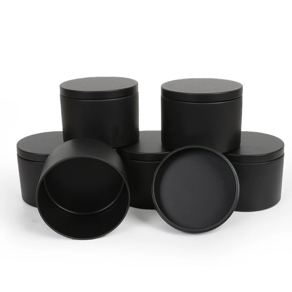 6pcs 8oz Candle Tin Cans with Lids Bulk DIY Black Candle Containers Jar for Making Candles Arts & Crafts Storage Gifts