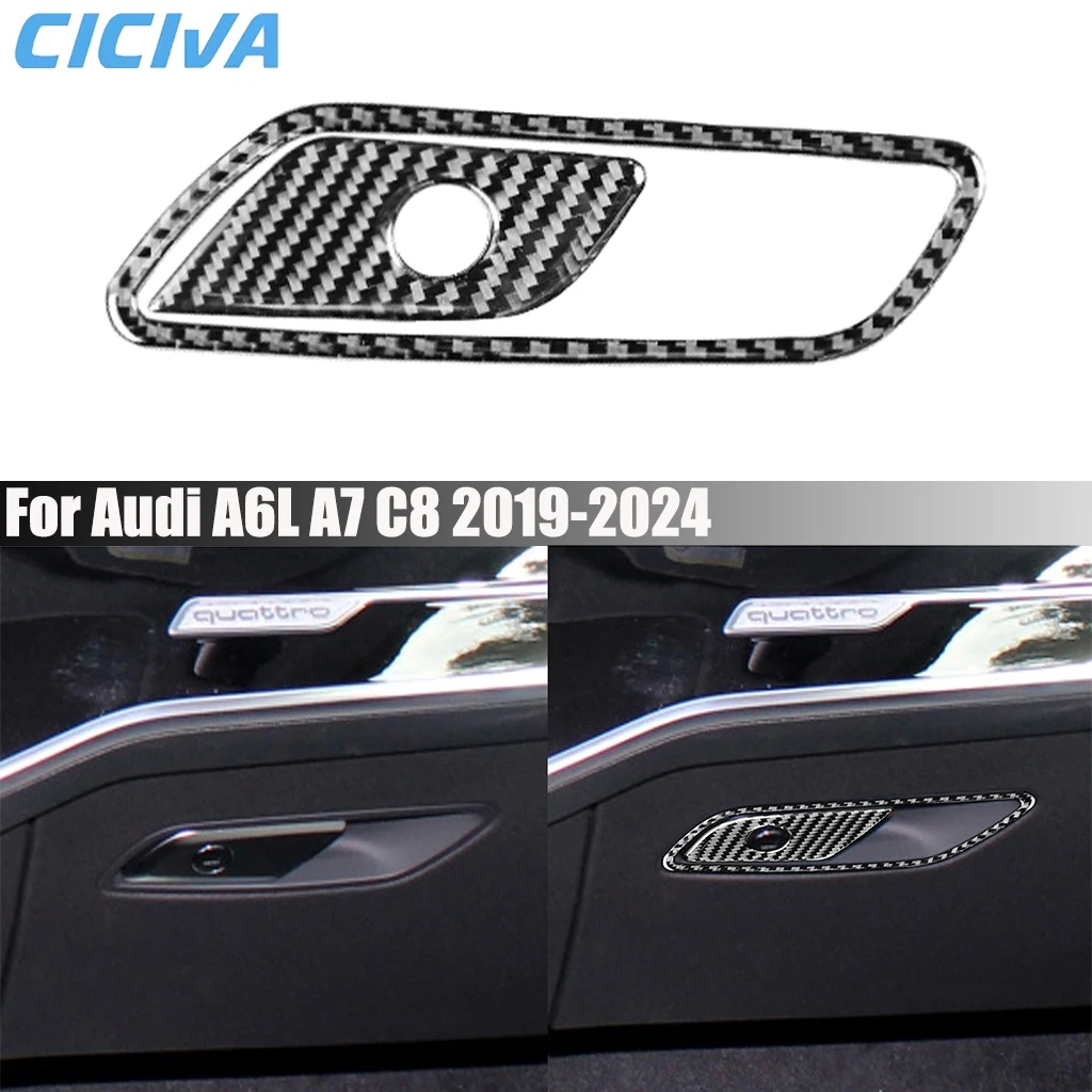 

Carbon Fiber Car Accessories Glove Storage Handle Decorative Modified Interior Trim Cover Sticker For Audi A6L A6 A7 C8 2019-24