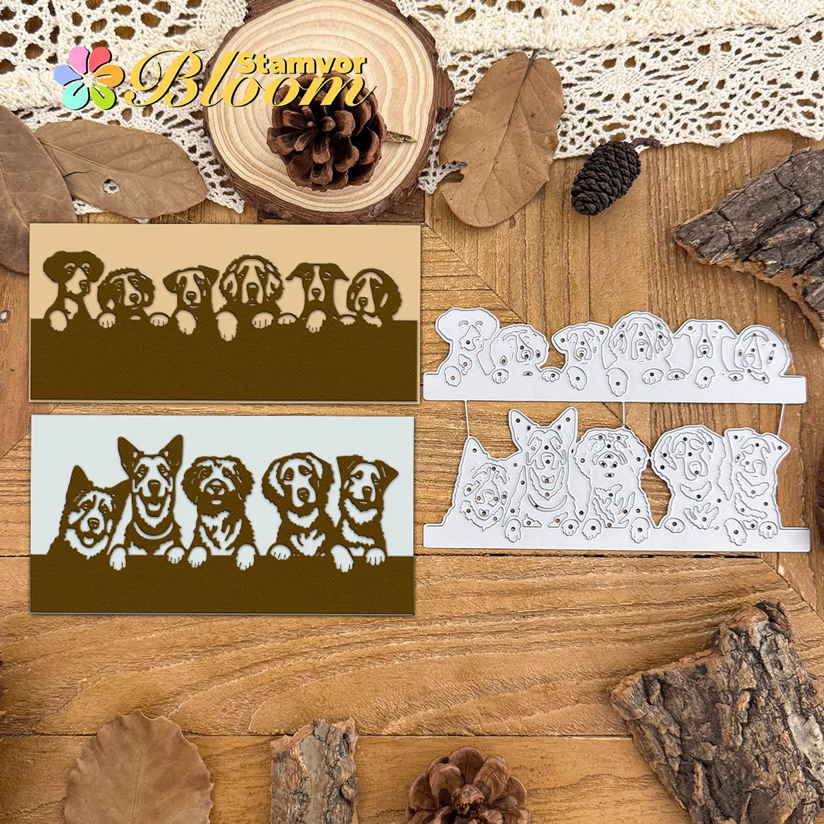 Original schöne Hunde lächelnder Welpe halbgeschnittene Bordüren Metall-Stanzformen Scrapbooking dekorative Prägung