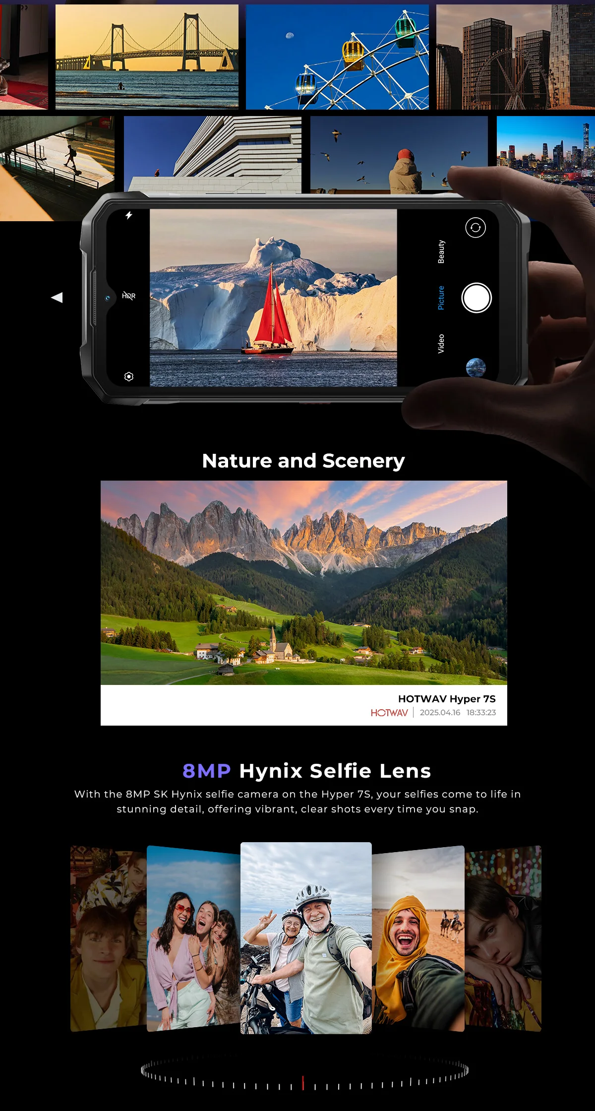 HOTWAV Hyper 7S Rugged Phone 5G Octa-core Android 15 Smartphone 6.6'' HD+ 120Hz 10800mAh 20W Mobile Phone 4GB 256GB Cellphone