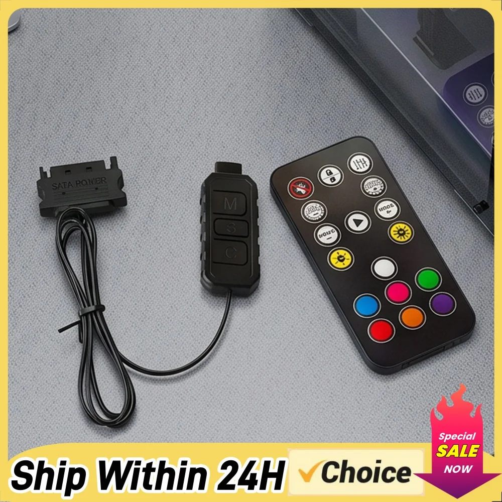5V 3Pin ARGB Controller Kit Multipurpose Computer ARGB Fans Hub SATA Interface Sync Controllers Cable for PC RGB Case Fans