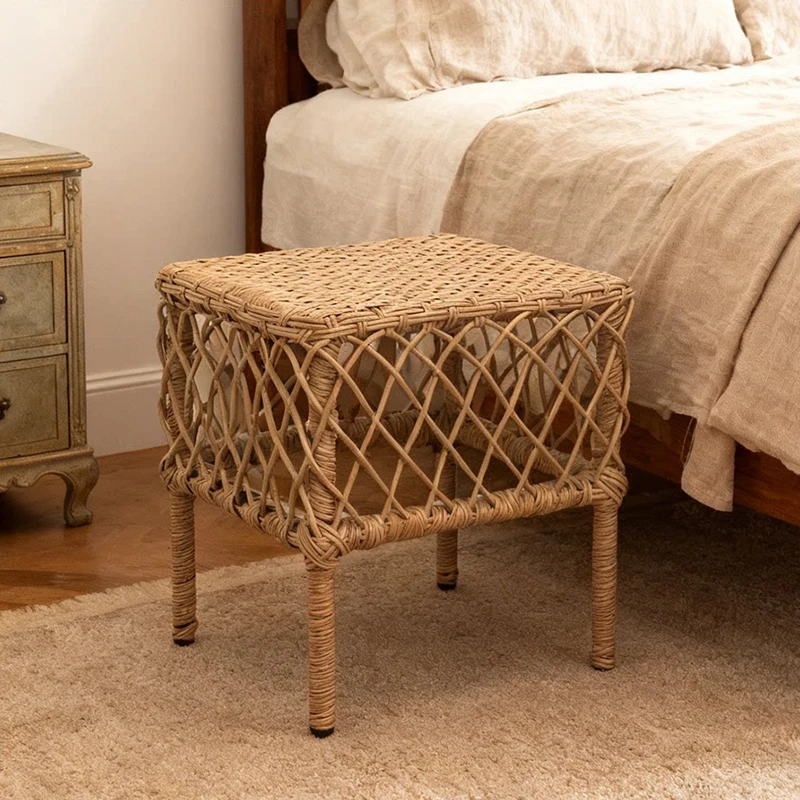 

Vintage Rattan Stool,Creative Woven Stool,Shoe Changing Stool,Living Room Footstool,Leisure Chair,Mobile Seats,Modern Furniture