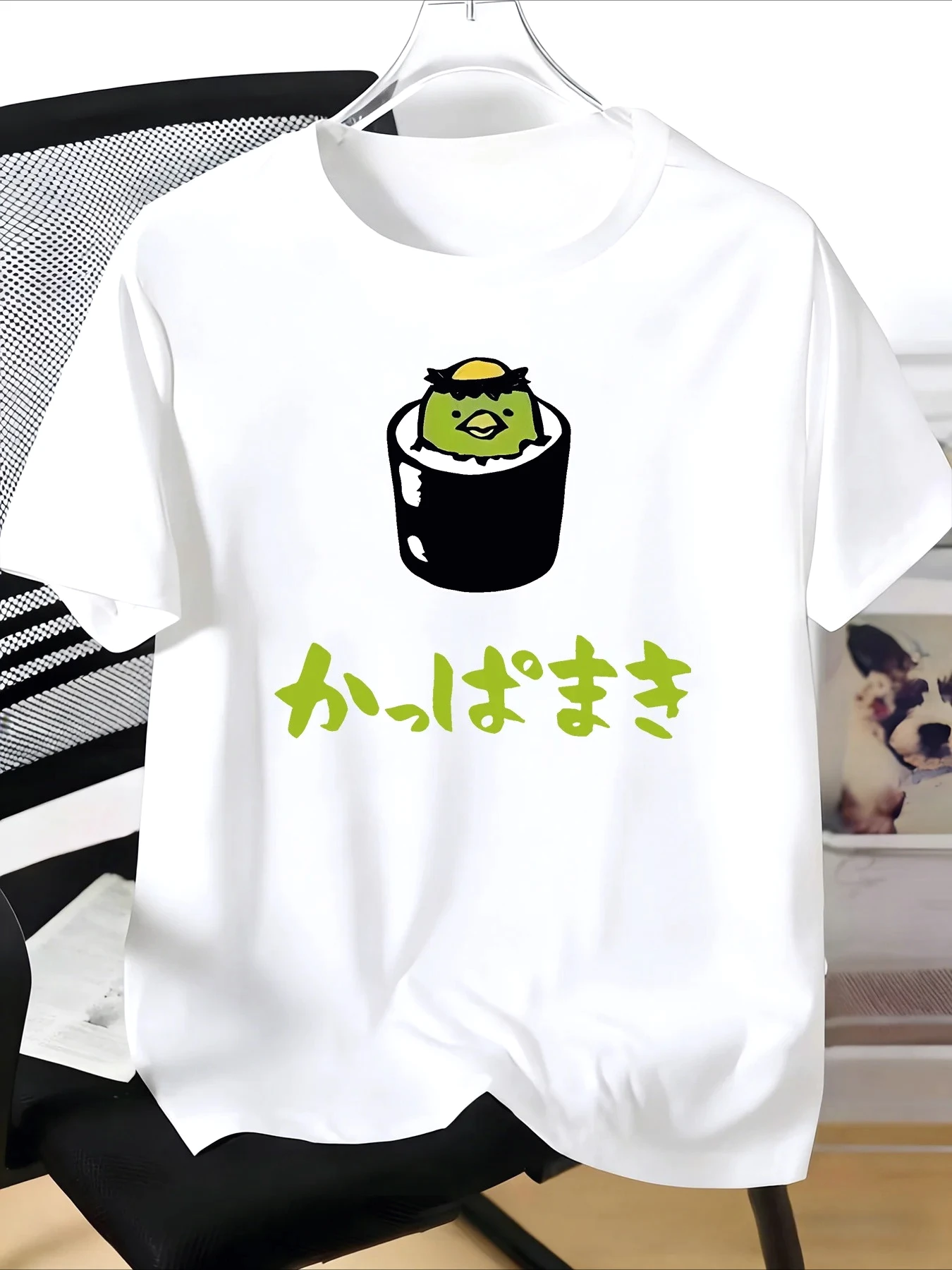 Cute Kappa Sushi Japanese Text Graphic Women T-shirt Soft Short Sleeve Summer Tops Tee Daily Fashion Cute Core Men Sale Clothes