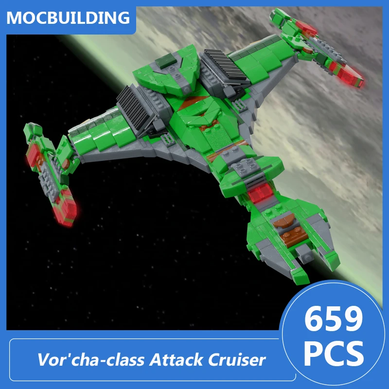 Vor'cha-class Attack Cruiser 1:1250 Scale Model Moc Building Blocks Diy Assemble Bricks Space Educational Xmas Toys Gifts 659PCS