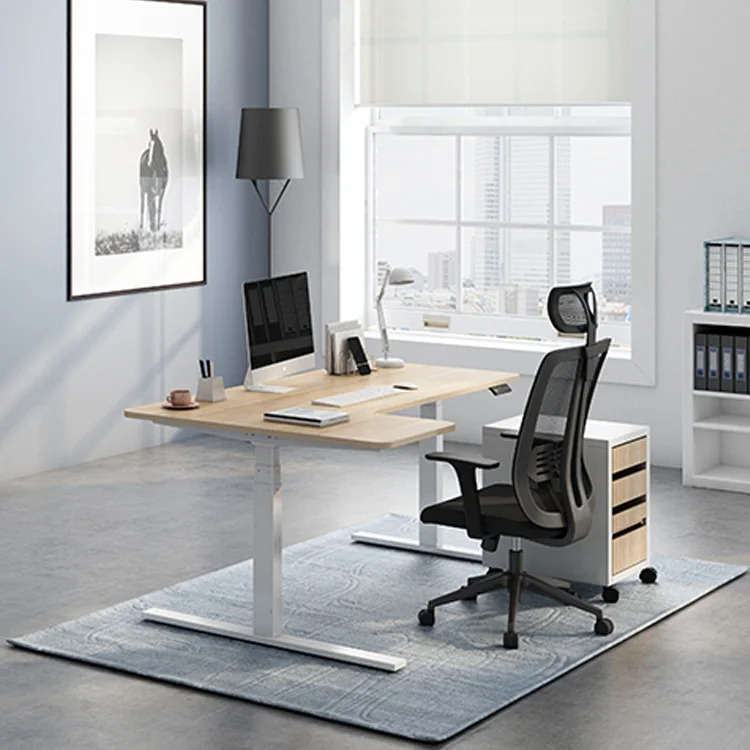 Metal Office Furniture Automatic Computer Desk Height Adjustment Sit Stand Adjustable  Desk Frame With Two Motors