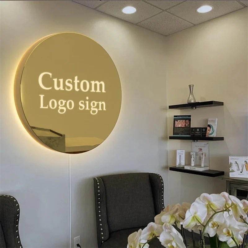 

Metal Backlit Sign, Lobby Sign,3D Business Logo Sign,Backlit Laser Cut Logo Sign,Beauty Salon Logo Sign,Single Side Light Box