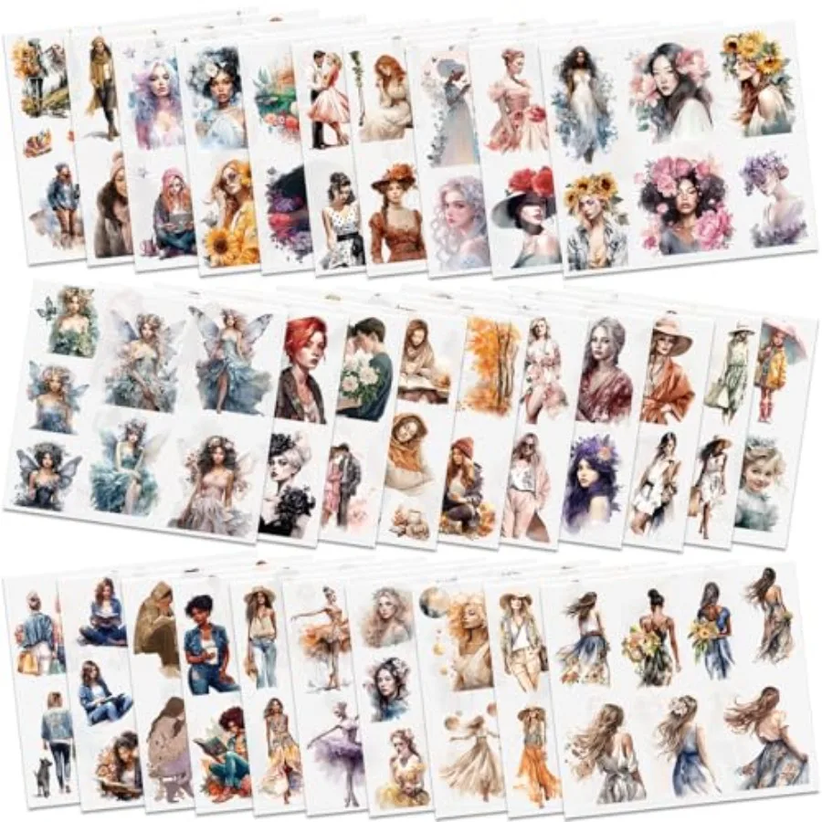 

People Scrapbook Sticker Set 30 Sheets, 236 Assorted Pieces - Journaling Scrapbooking Stickers Planner Sticker Dolls with Diver