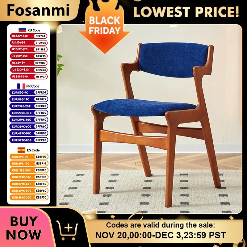 Stijlvolle duurzame eetkamerstoel van chenillestof met massief houten frame Comfortabele moderne café-restauranttafelstoelen Zachte keukenstoel