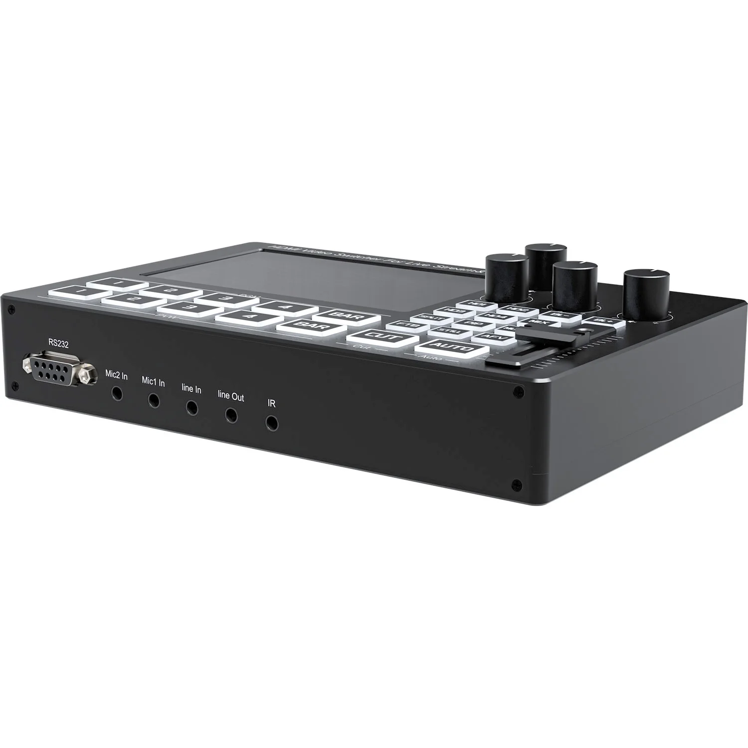 1080P 4 Channel HDMI Live Streaming Video Mixer Switch Live Broadcast Video Switcher with 5 Inch Screen Mic Line in Audio Mixing