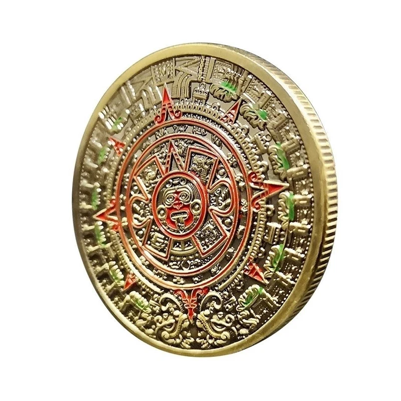 Mexico Mayan Aztec Coin Calendar Art Prophecy Culture Gold Coins Collectibles