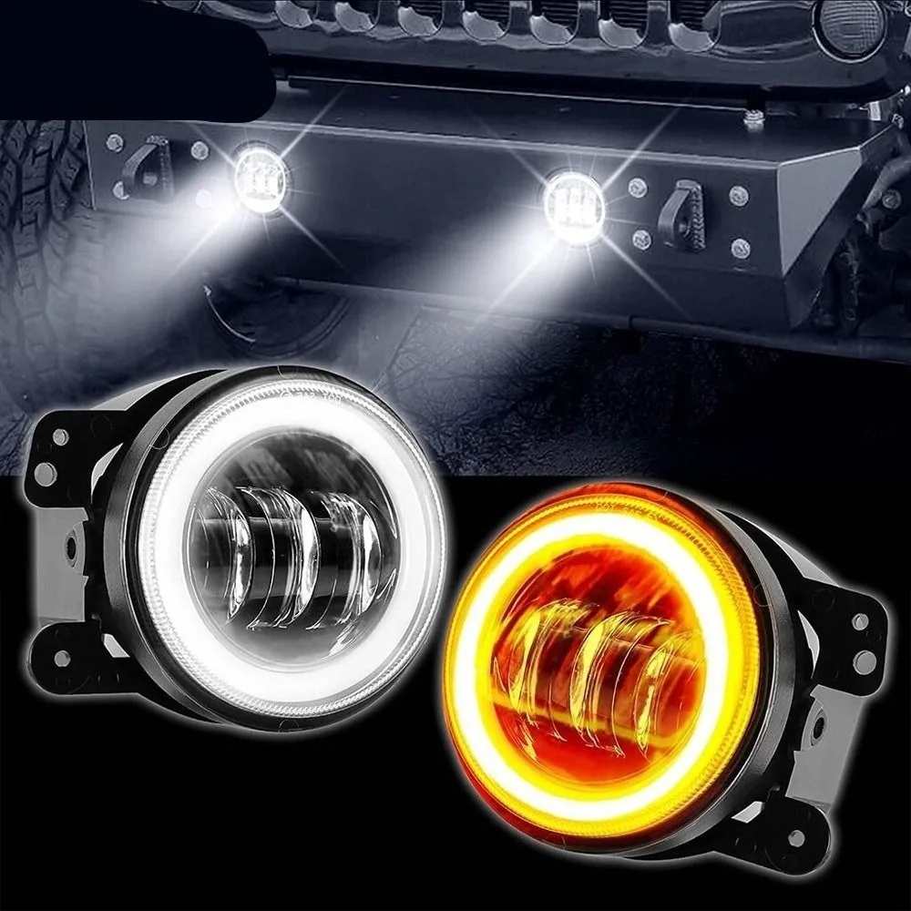 

2PCS New 4 Inch LED Fog Lights Amber Yellow Led Chips Waterproof Offroad Driving Fog Lights Car Motorcycle Lamp