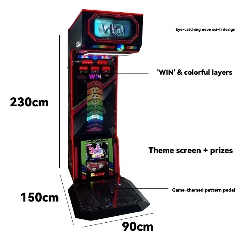 Customized High-end Coin Operated Boxing Arcade Game Machine with Bill Acceptor Electronic Scoring System Acrylic