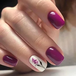 24pcs/set Square Rose Red Purple Flower Press on Nail False Nails for Girls Fake Nails with Design Artificial Nails Short Cheap