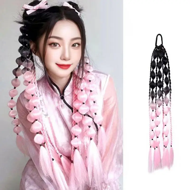 

Female Colorful Light Braid Cage Bubble Braid Fashion Stage And Party Braid For Women And Kids Synthetic Braiding Hair Ponytail