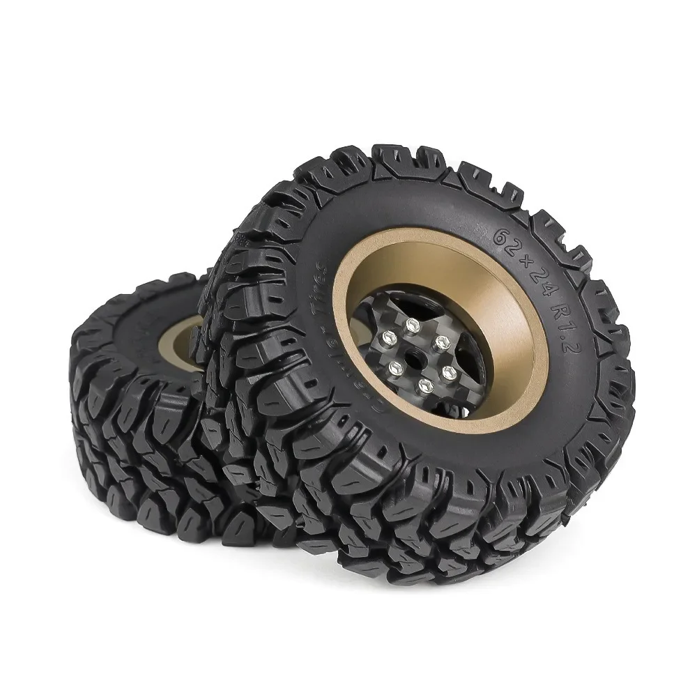 4 pçs 62mm 1.2 "fibra de carbono beadlock roda pneu conjunto para 1/18 1/24 rc rastreador carro trx4m scx24 ax24 fcx24 atualizar peças
