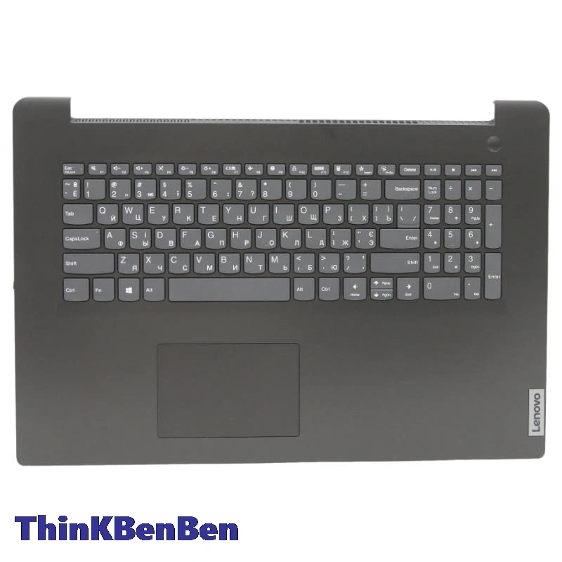 Caixa superior Palmrest Shell Capa para Lenovo, UKR Teclado Cinza Ferro Russo, V17, G2, ITL, 5CB1D01901