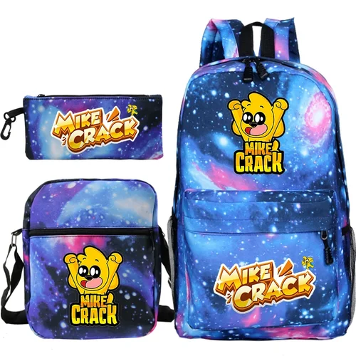 Imagen 2 del producto Mochila Mikecrack de dibujos animados, 3 unidades/juego, Mochila con cremallera, mochilas escolares para niños y niñas, Mochila de Anime, Mochila para niños, Mochila de viaje
