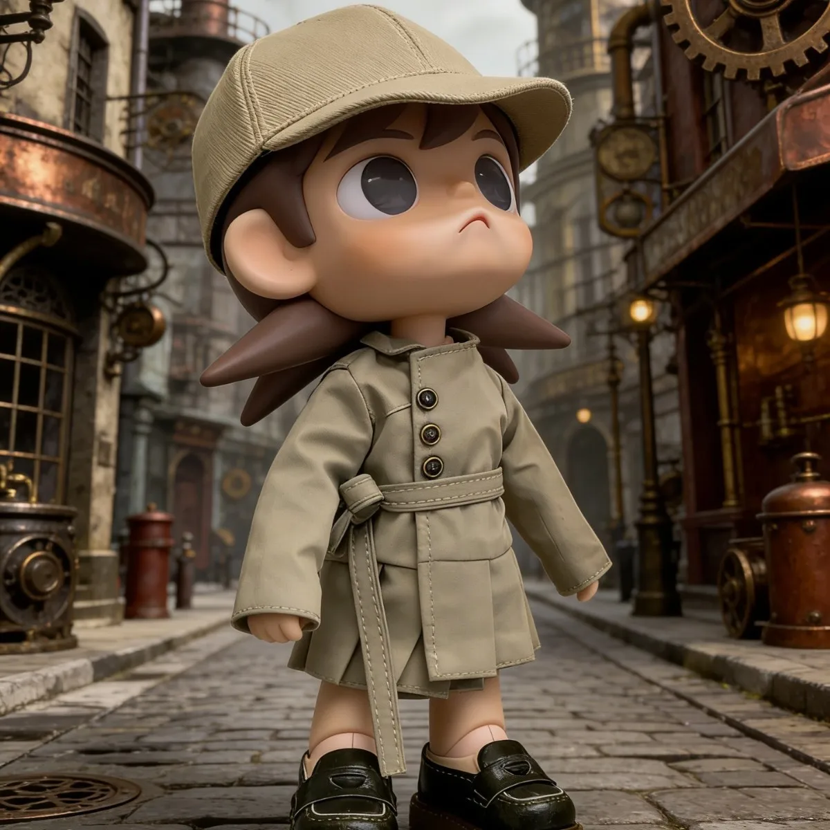 3Pcs Vintage Autumn‑Winter Trench Coat Outfit Set Fits 20cm Zsiga 1/6 1/8 BJD Princess Style Doll Replacement Clothes