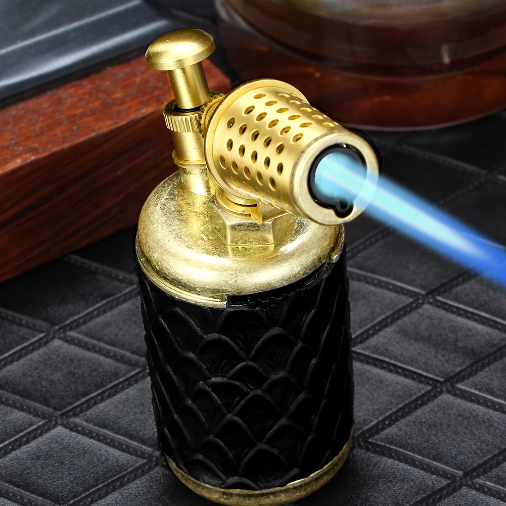 LUBINSKI Table Metal Cigar Lighter With Punch 1 Jet Flame Torch Butane Gas Lighter Cigar Accessories With Gift Box