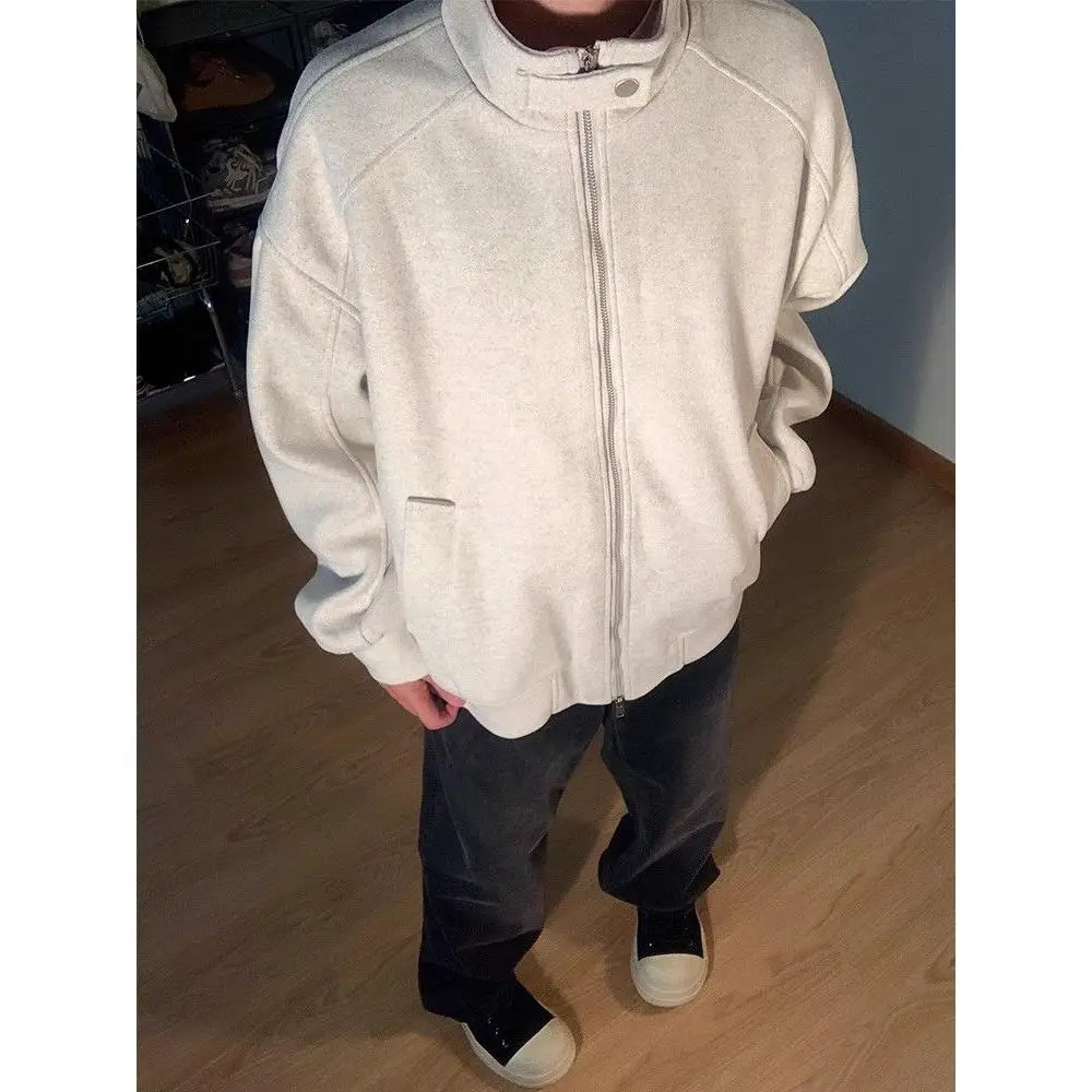 

Осень-зима, новый модный брендовый свитшот с воротником-стойкой Spor из американского шерстяного материала и ретро-дизайн для пар Jaet