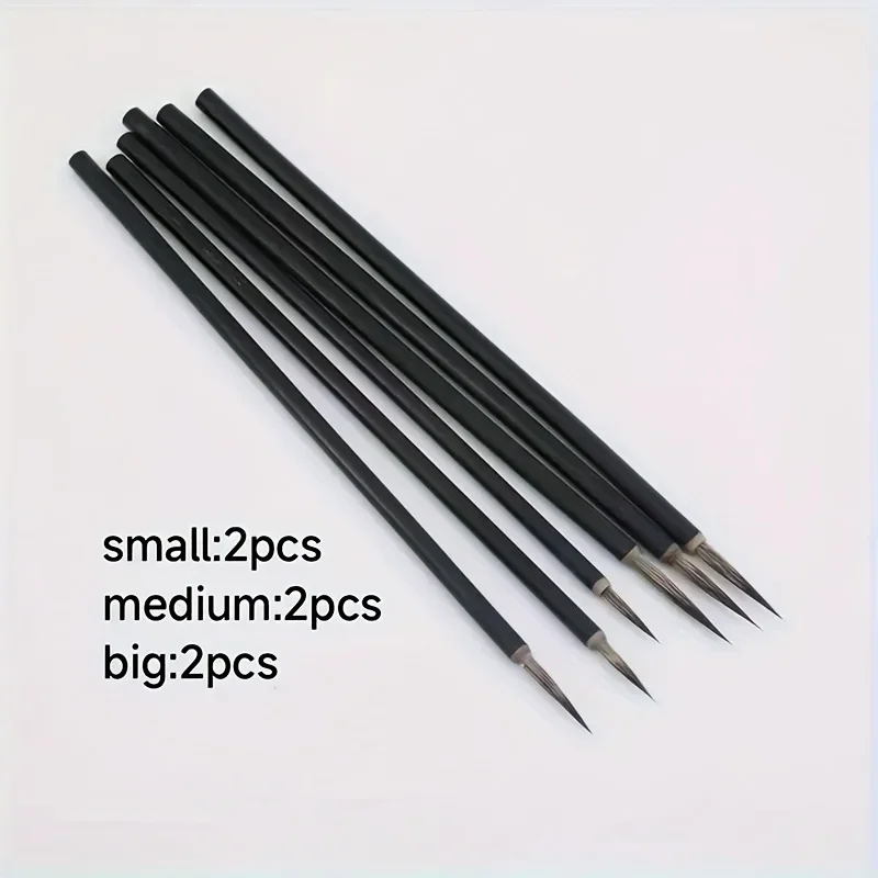 3/6Pcs Professional Chinese Painting Brushes Set, Fine Detail Brushes for Line Tracing, Flower & Bird Gold Style, Traditional