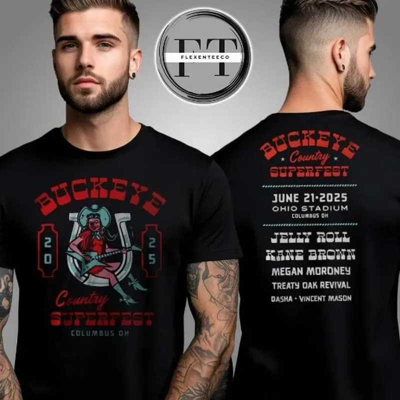 

Двусторонняя футболка унисекс Buckeye Country Superfest Columbus OH 2025
