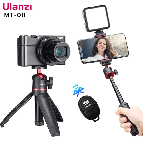 Ulanzi MT-08 trípode plegable para teléfono Mini palo de Selfie portátil 1/4 ''cabezal de bola de tornillo Universal para accesorios de cámara DSLR