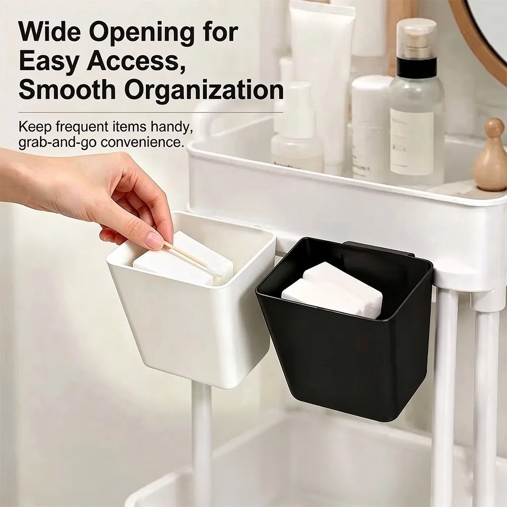 1/2pcs Multi-Purpose Hanging Storage Bin for Rolling Cart - Trolley Organizer Cup & Wall-Mounted Makeup Lash Tool Holder