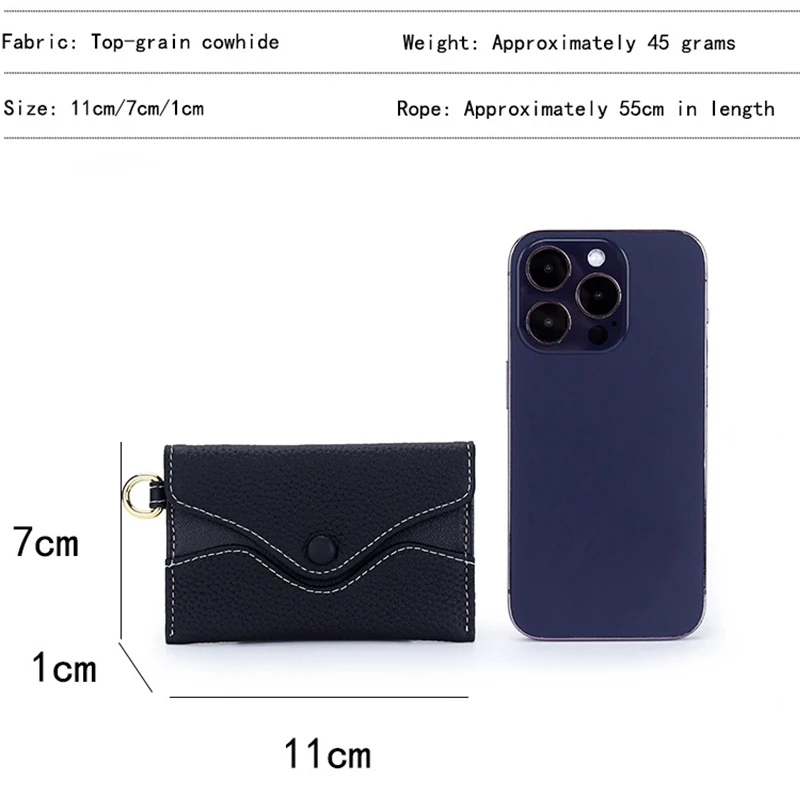 Luxury Genuine Leather Card Holder Fashion Mini Short Envelope Women Wallet Korean Japan Money Bag Credit Card Case Lady Purse
