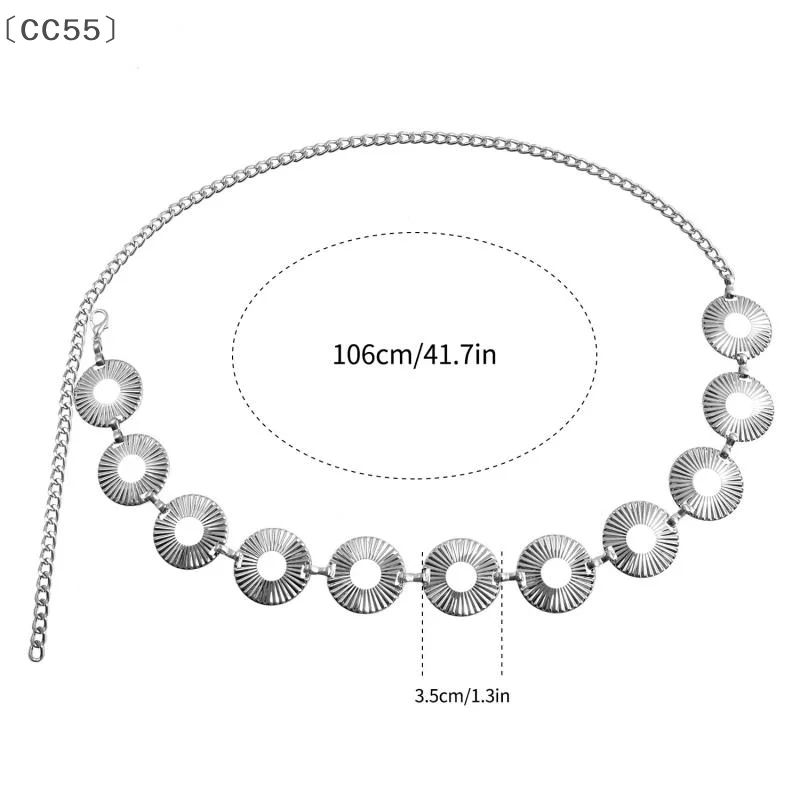 soiCC55 ien Damesmode Cirkel Metalen Ketting Riem Franjes Ring Taille Keten Kleding Riem Tailleband Voor Zomer Strand