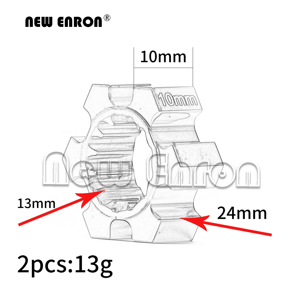 NEW ENRON 2Pcs Aluminum Wheel Hubs Hex 10mm/13mm Thickness 7756 7756X 7756R For RC CAR 1/5 Traxxas X-Maxx XMaxx 77086-4