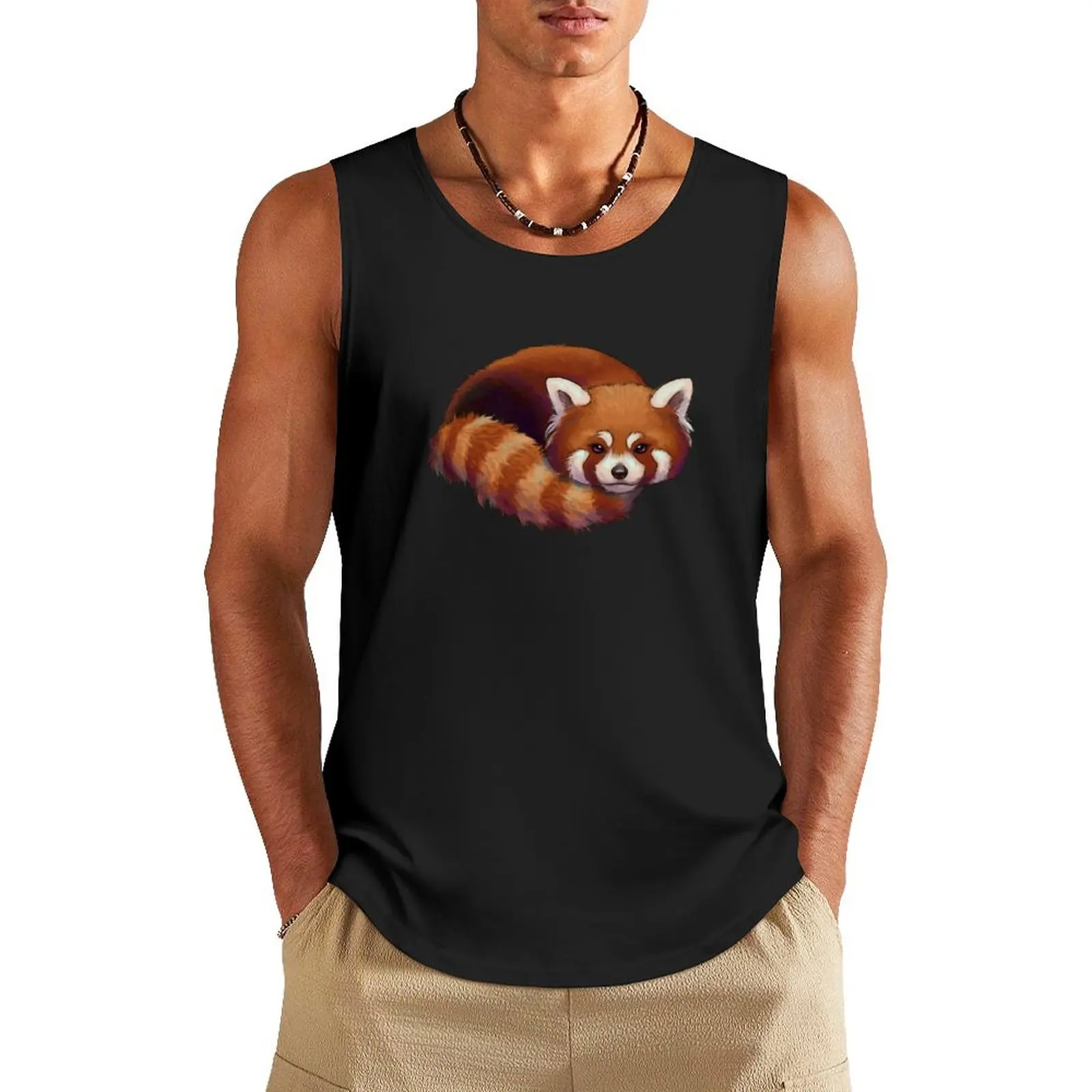 

Red Panda Tank Top fashion 2024 man sleeveless jackets t-shirt for man gym men