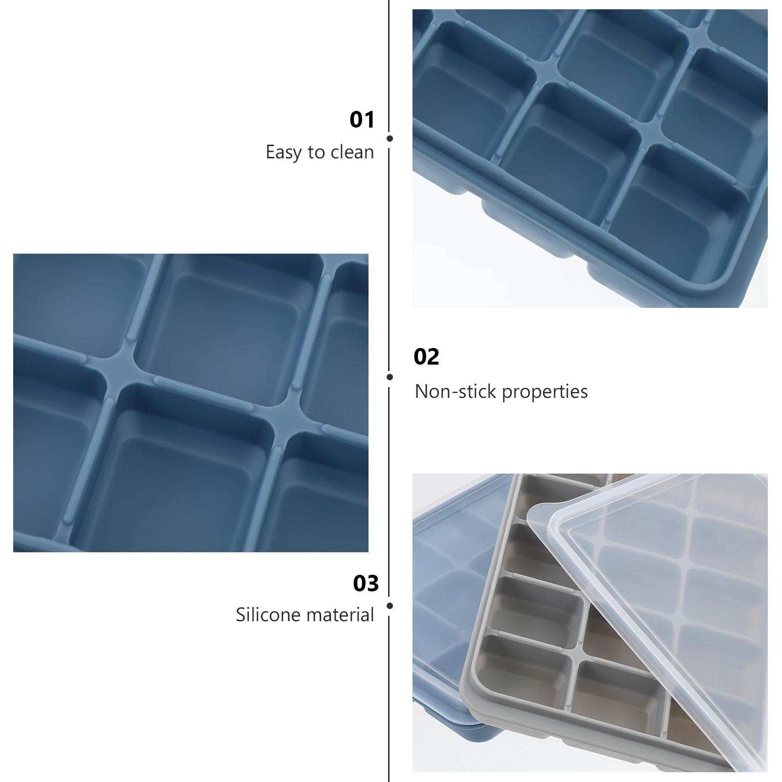

2Pcs 15-Grid Ice Making Molds With Lid, Silicone Ice Cube Trays For Party Drinks And Cocktails