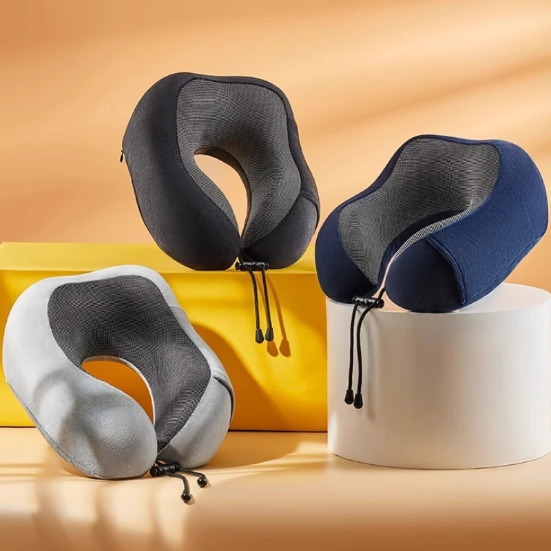 

Memory Foam U Shaped Neck Pillow - Soft Travel Companion with Massage Feature, Ideal for Airplane, Car & Cervical Support