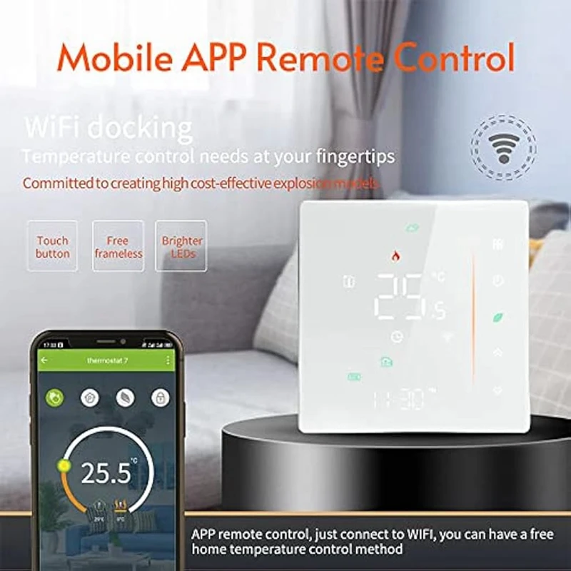 Thermostat intelligent Wifi, régulateur de température, Programmable hebdomadaire, prend en charge la commande tactile-3A, blanc, Durable, installation facile