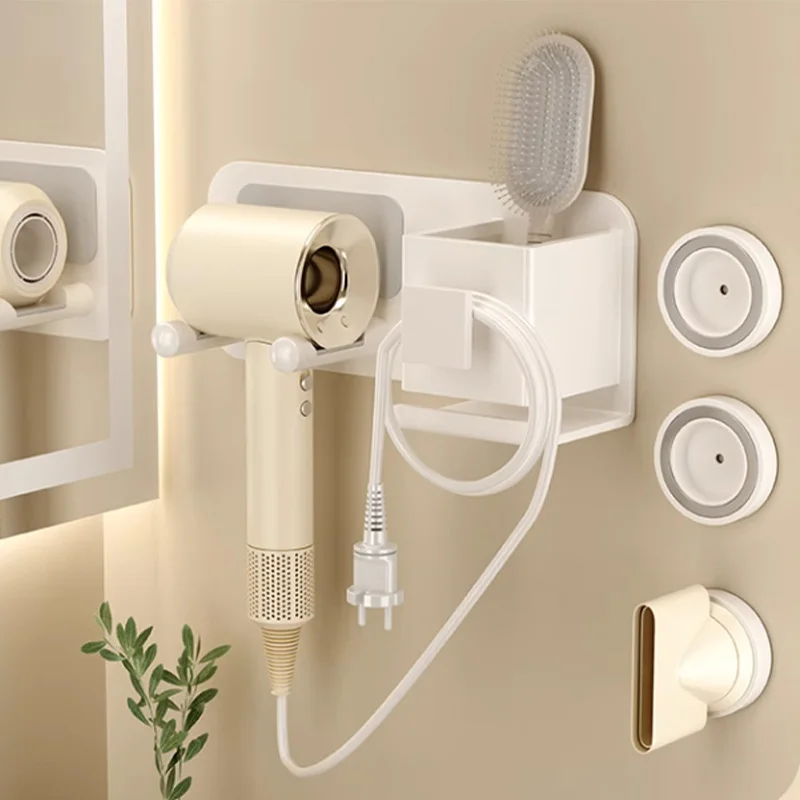 Wall Mounted Hair Dryer Holder For Dyson Laifen Aluminum Magnetic Nozzle No-punching Bathroom Accessories Blower Holder Shelf