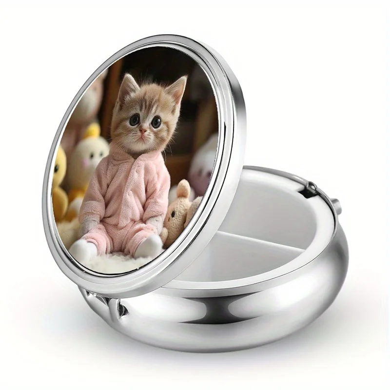1 Mini Three-Compartment Pill Box, Cute Cat Design, Decorative Pocket Pill Box, Compact and Portable, Suitable for Everyday Carry, Can Be Placed in a Pocket, Wallet, or Used as a Travel Gift