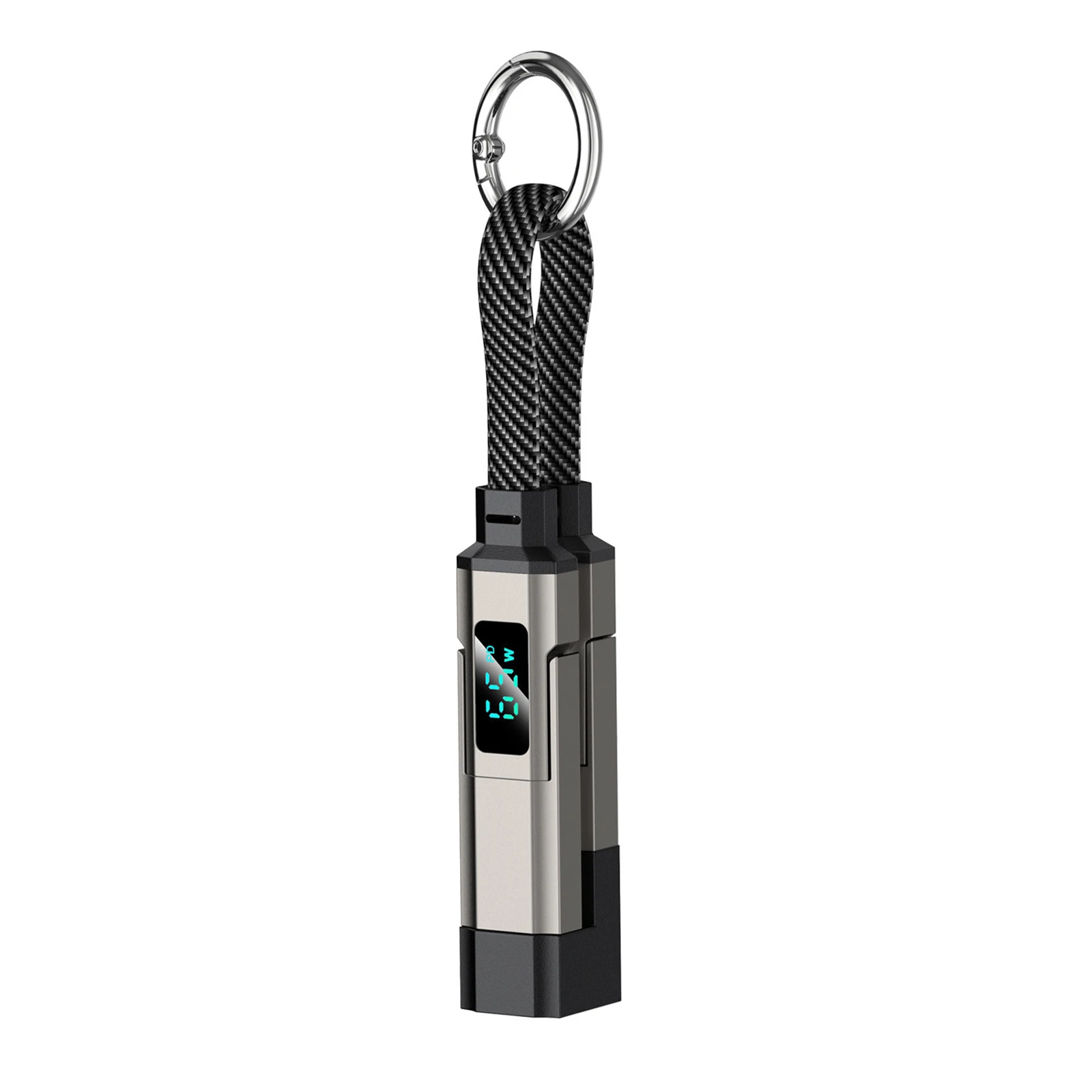 4 in 1 Keychain Charging Cable LED Digital Display Keychain Short Charger Cord 65W Multi Charging Cable Nylon Braided for Travel