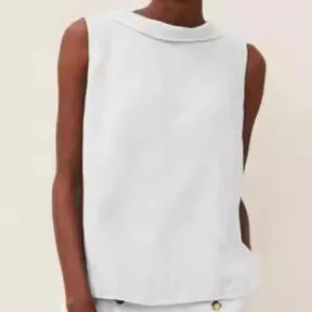 المرأة القطن والكتان بلون رمادي بلوزة جولة الرقبة قصيرة البلوز عارضة الشارع الشهير أكمام أعلى الدبابات قمم بيضاء