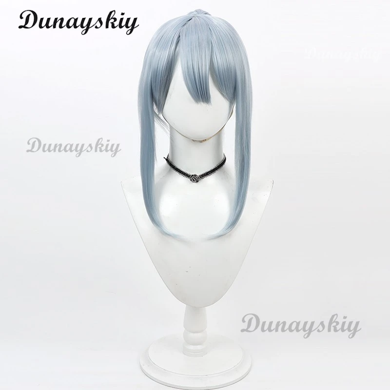 Mashle Abyss Razor Cosplay Perruque, Queue de Cheval, Frange, Gris, Bleu, Cheveux Synthétiques Raides, Anime Magic Muscles, Play Sauna Wear