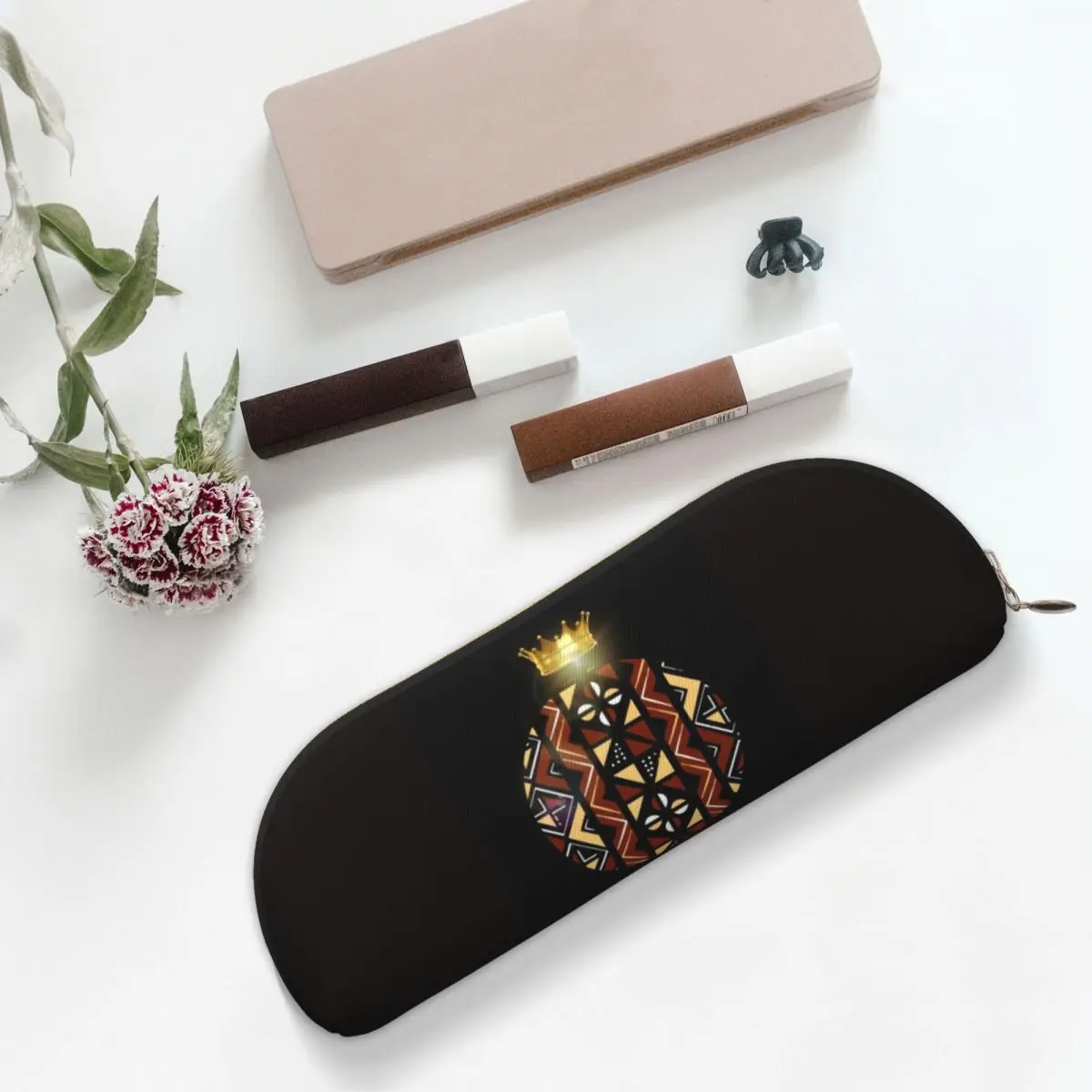الأفريقية Bogolan Mudcloth نمط مقلمة الحقيبة قلم رصاص تخزين لوازم مكتبية تخزين كبير صندوق القلم حقيبة أقلام رصاص للهدايا