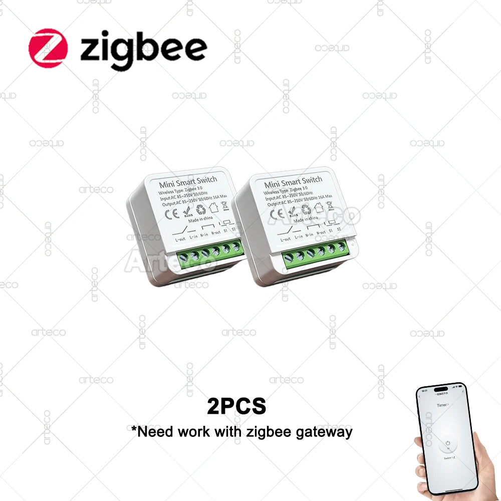 Zigbee 3.0 Mini Smart Switch 16A 2-Wege-Steuerung Relais-Schalter Hausautomation DIY-Modul Lichtschalter Benötigt Gateway-Unterstützung Z2M