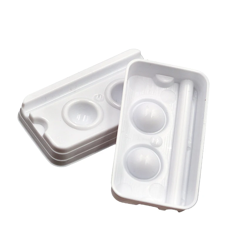 100pcs 2 Slots Dental Mixing Wells Disposable Denture Processing Mixing Tray Resin Adhesive Plastic Palette Dentistry Supplies