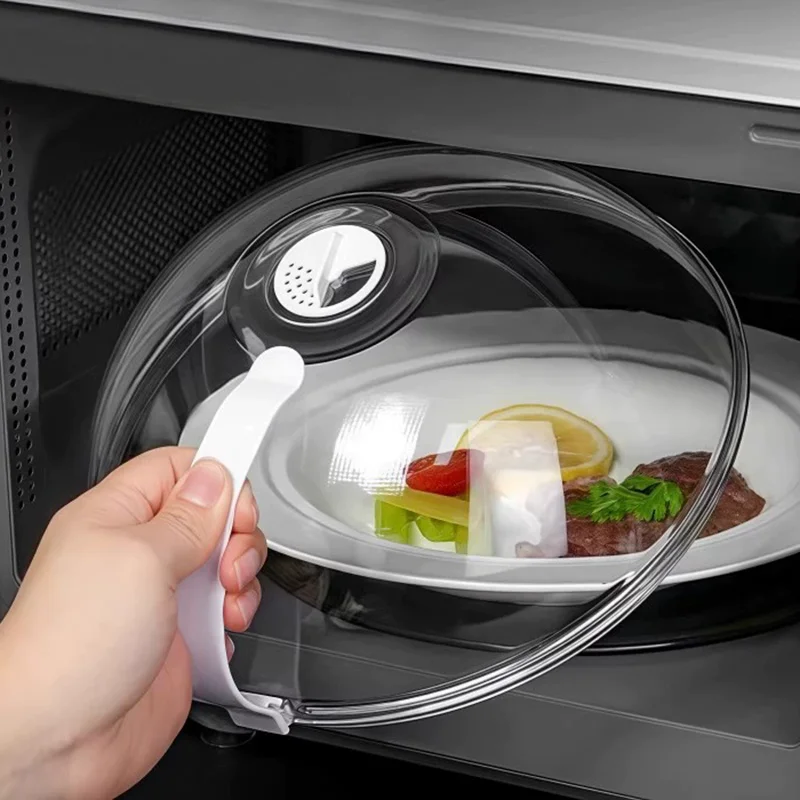 

Microwave Cover With Handle High Temperature Resistant Microwave Splash Guard Lid Transparent Food Heating Cover with Steam Vent