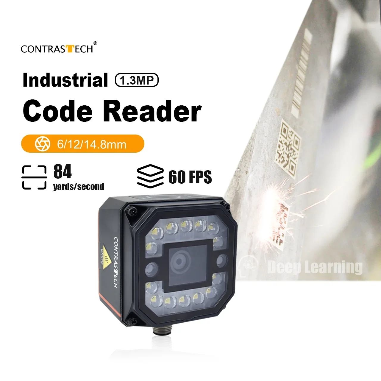 1280x1024 60fps 84yards/second  Autofocus AI-Powered Code Reader deep learning Fast Ethernet SDK Hikrobot Industrial Code Read