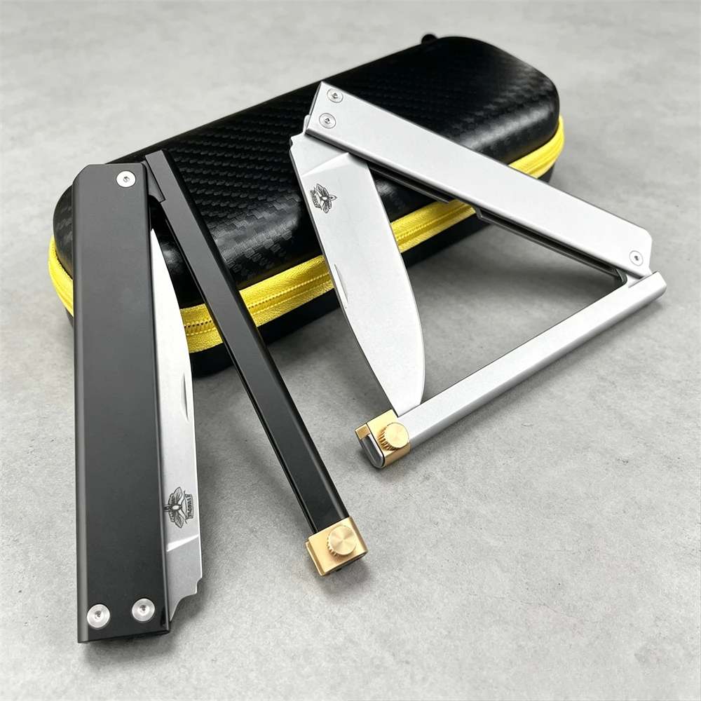 Woodworking Gifts For Men - ATROPOS トラッパー折りたたみポケットナイフ – アルミ製ハンドル D2鋼ブレード コンパクトなアウトドアキャンプ・ハイキング用EDCツール