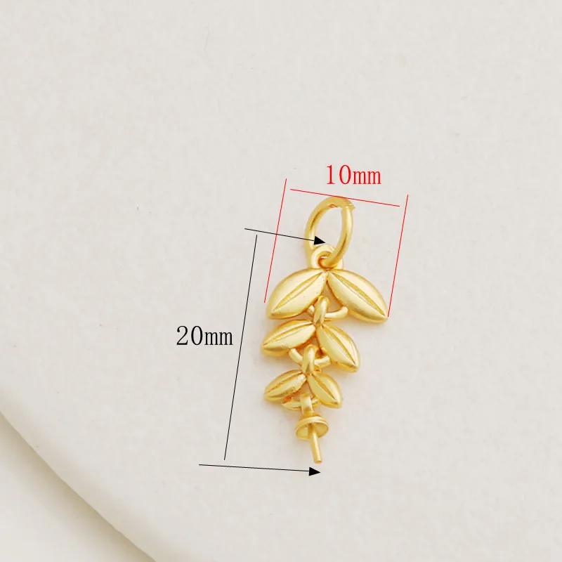 18k Matte Gold Double-sided Wheat Ear With Needle Pendant 10 * 20mm Bracelet Necklace DIY Ear Jewelry Accessories